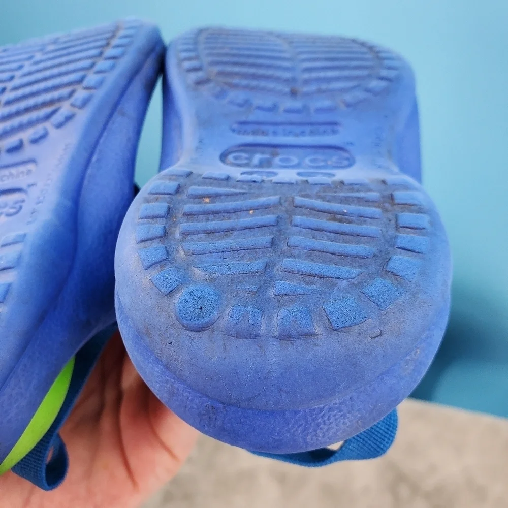 CROCS toddler green and blue sandals 6/7